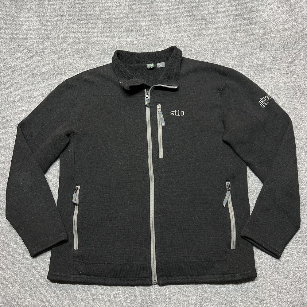 Stio Jacket Mens XL Black Fleece Full Zip Logo Pockets Outdoor